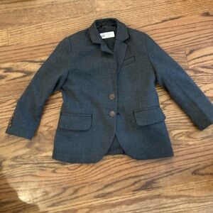 EUC H&M boys sport coat size 1.5-2 years, black gray houndstooth elbow patches